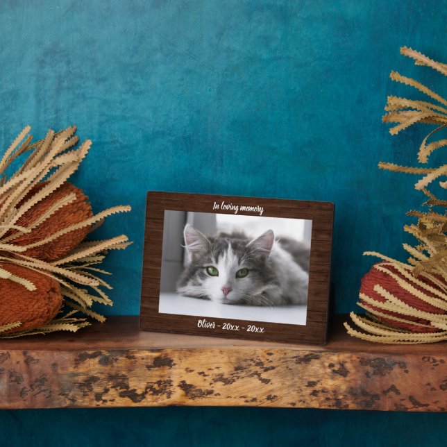 Rustic Wood Cat Memorial Photo Keepsake Plaque (Side)