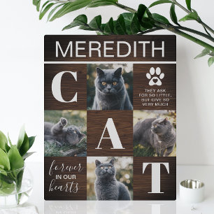 Rustic Wood Cat Memorial Photo Plaque