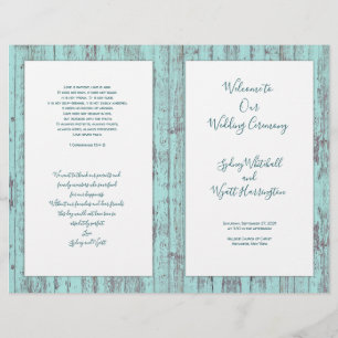 Rustic Wood Catholic Wedding Ceremony Program