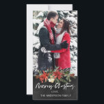 Rustic Wood Chalkboard Floral Photo Christmas Holiday Card<br><div class="desc">Celebrate this holiday season with our Rustic Wood Chalkboard Floral Photo Christmas Holiday Card! Personalise with a photo and signature to create a one of a kind keepsake your friends and family are sure to cherish for years to come. The back is designed with a coordinating wood pattern.</div>