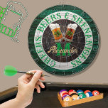 Rustic Wood Cheers Beers Shenanigans   Dartboard<br><div class="desc">Dartboards: Cheers Beers and Shenanigans Beer stein mugs with 4-leaf clover shamrock. This Irish Beer Drinking-themed design is just right for your occasion and makes the perfect personalised Gift, it's great for graduation weddings, parties, family reunions, and just everyday fun. Our easy-to-use template makes personalising easy. Perfect for an Irish...</div>