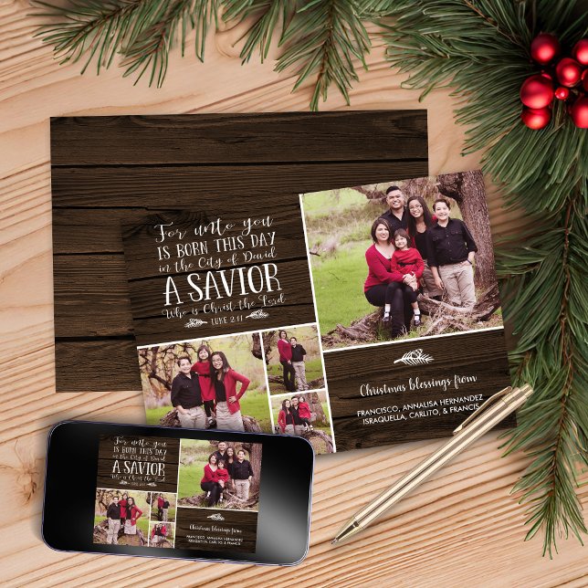 Rustic Wood Christian Christmas Photo Holiday Card (Rustic Wood Christian Christmas Photo Holiday Card)