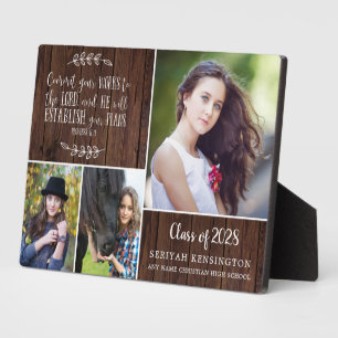 Rustic Wood Christian Graduation Bible Verse Plaque