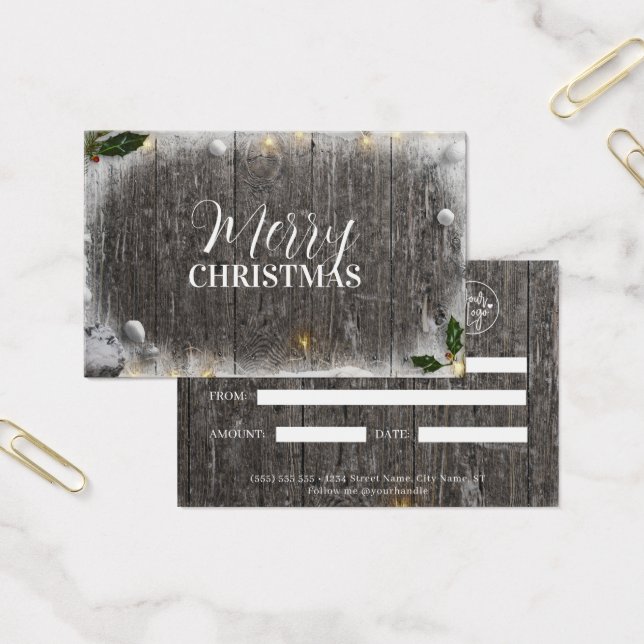 Rustic Wood Christmas Business Gift Certificate (Office)