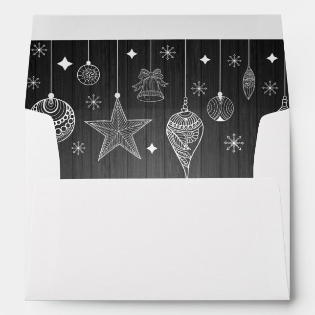 Rustic Wood Christmas Contemporary Envelope (Back (Bottom))