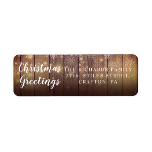 Rustic Wood Christmas Greetings Return Address