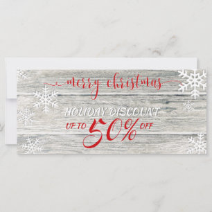 Rustic Wood Christmas Snowflakes - Discount Card