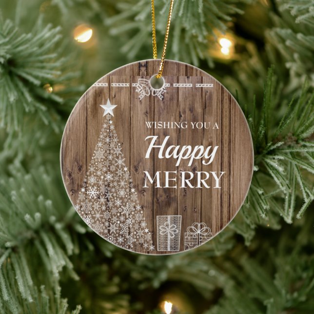 Rustic Wood Christmas Tree Holiday Season Ceramic Tree Decoration (Tree)