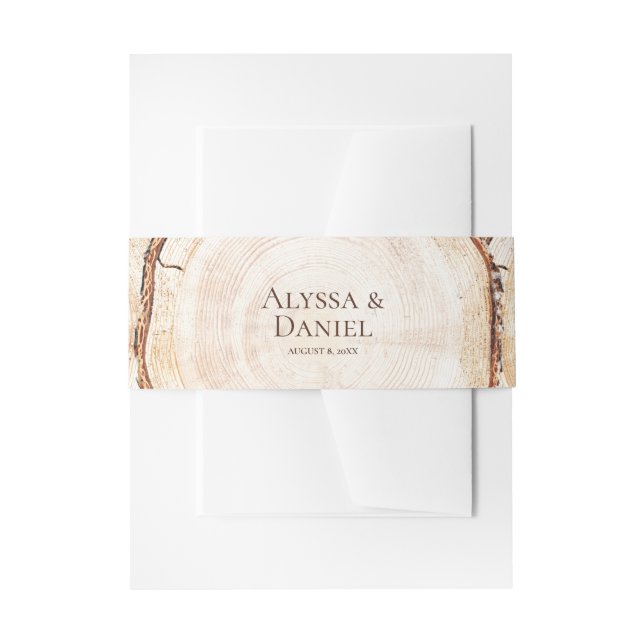 Rustic Wood Classic Font Wedding Invitation Belly Band (Front Example)