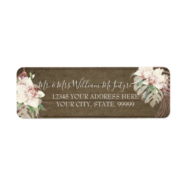 Rustic Wood Classy Floral Tropical Foliage Wedding (Front)