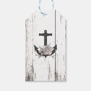 Rustic Wood Coastal Beach Anchor Vintage Floral Gift Tags