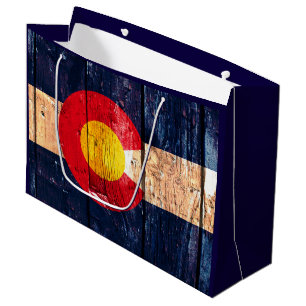 Rustic wood Colorado flag gift bag