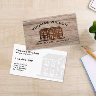 Rustic Wood Construction Handyman Carpenter Tools Business Card