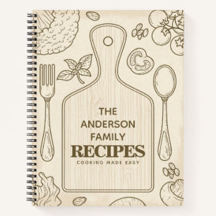 Rustic Wood Cookbook Family Recipes Personalised Notebook