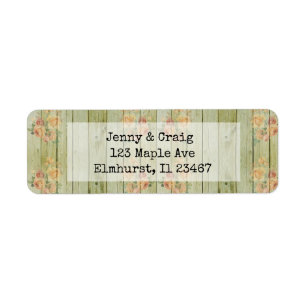 Rustic Wood Coral Rose Return Address Labels
