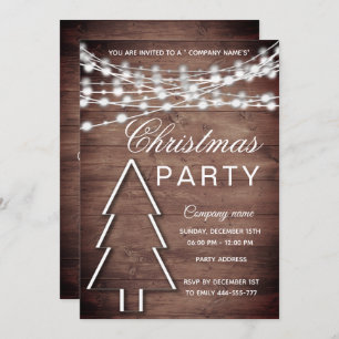 Rustic wood corporate Christmas party Invitation