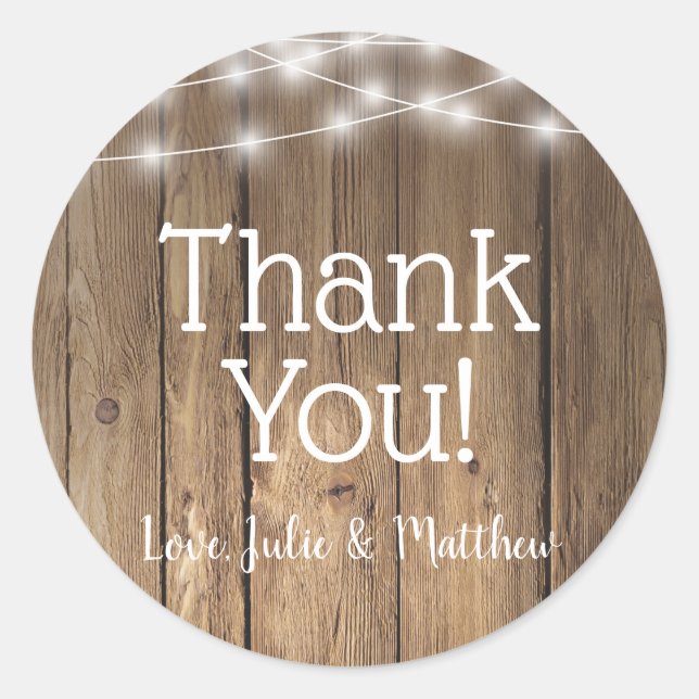 Rustic Wood Country Barn BBQ String Lights Sticker (Front)