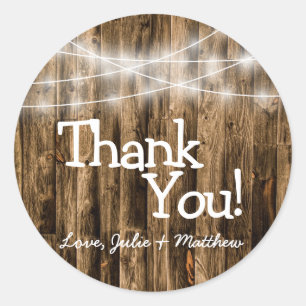 Rustic Wood Country Barn String Lights Classic Round Sticker