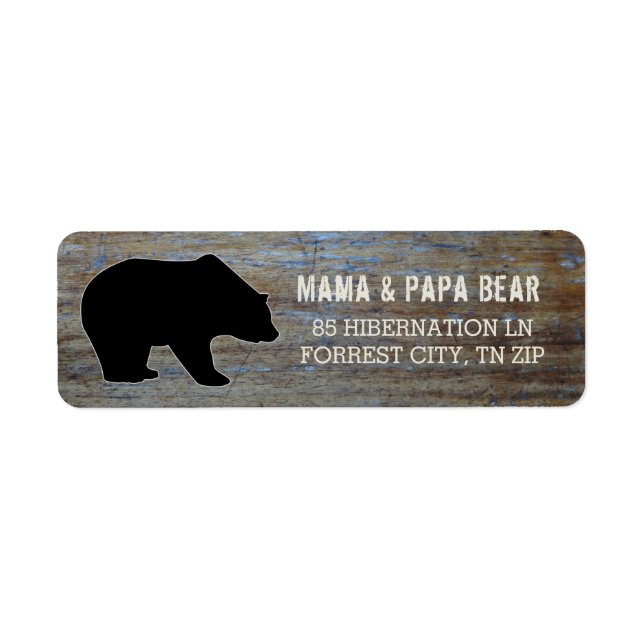Rustic Wood | Country Black Bear Silhouette (Front)