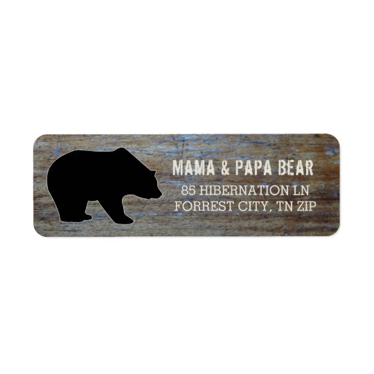 Rustic Wood | Country Black Bear Silhouette Return Address Label