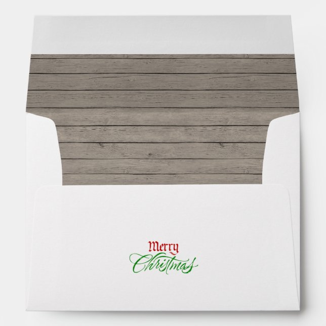 Rustic Wood Country Christmas Envelope (Back (Bottom))