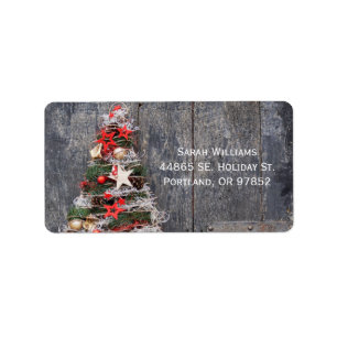 Rustic Wood Country Christmas Tree Stars  Label