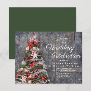 Rustic Wood Country Christmas Tree Wedding Invitation