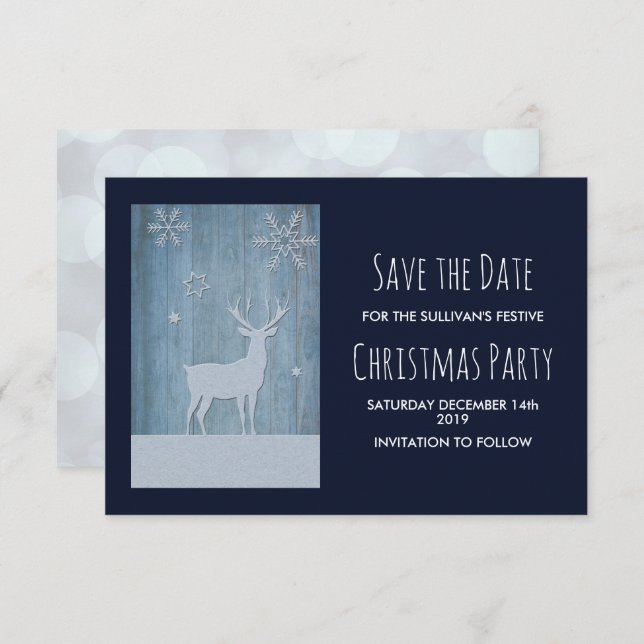 Rustic Wood & Country Deer Christmas Save the Date Invitation (Front/Back)