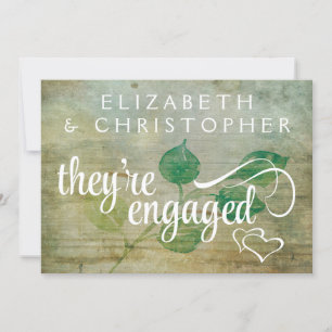 Rustic Wood Country Engaged Engagement Party Invitation