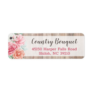 Rustic Wood Country Farmhouse Rose Return Address