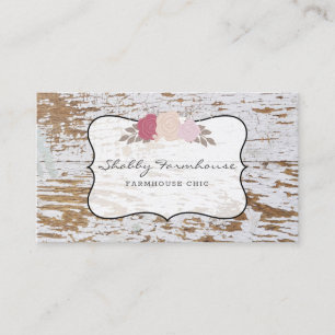 Rustic Wood Country Farmhouse Rose Script Busines Business Card