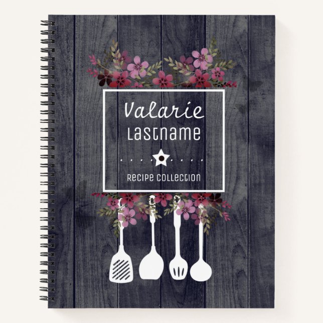 Rustic Wood Country Personalised Recipe Notebook (Front)