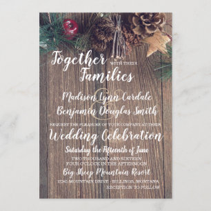 Rustic Wood Country Pine Cone Wedding Invitations