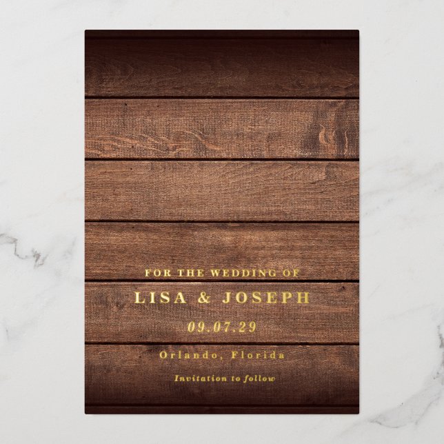 Rustic Wood Country Script Save the Date (Front)