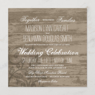 Rustic Wood Country Wedding Invitations