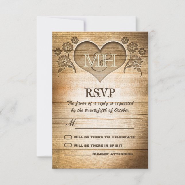 rustic wood country wedding RSVP (Front)