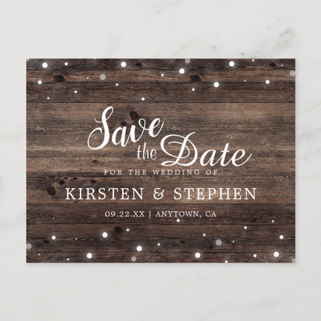 Rustic Wood Country Wedding Save the Date Postcard (Front)