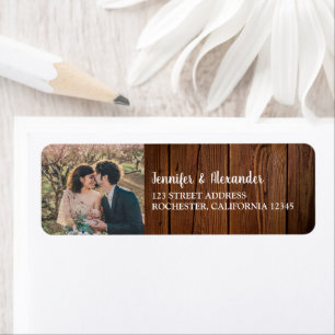 Rustic wood couple monogram name photo wedding