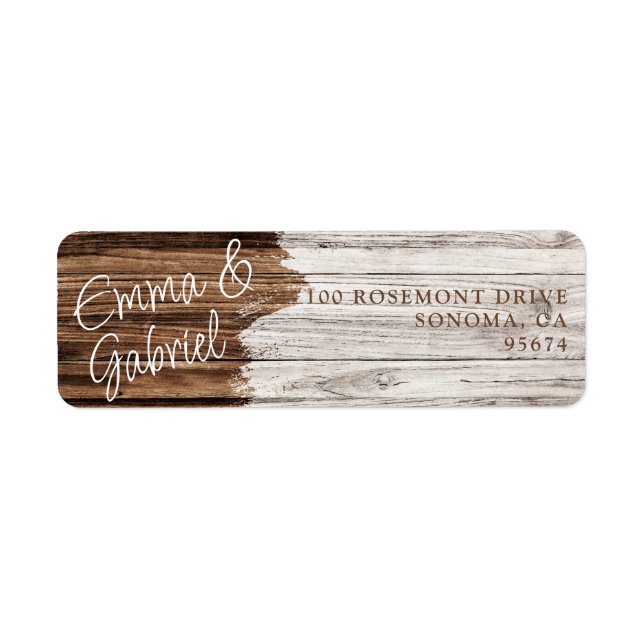 Rustic Wood Couple Name Return Address  (Front)