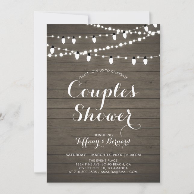 Rustic Wood Couples Wedding Shower Invitation (Front)