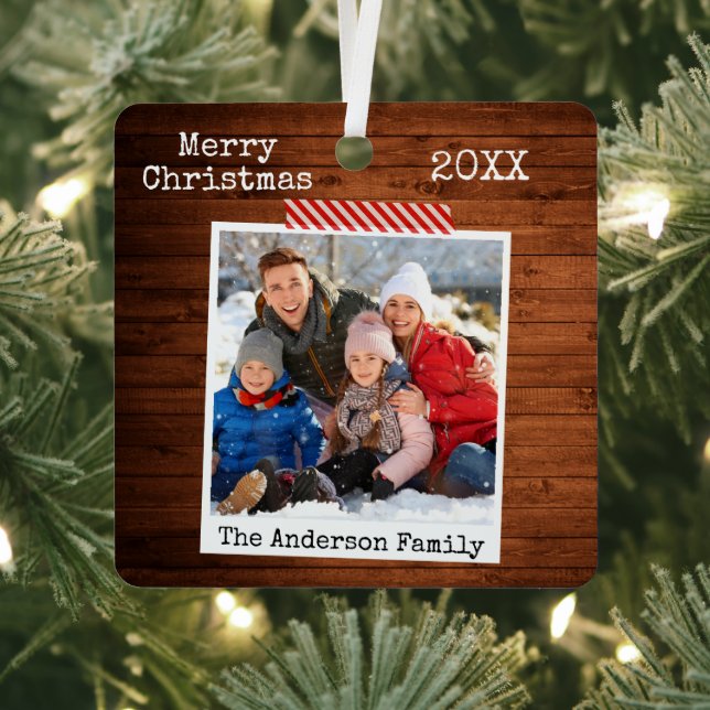 Rustic Wood Craft Tape Instant Photo Style Metal Tree Decoration (Insitu)