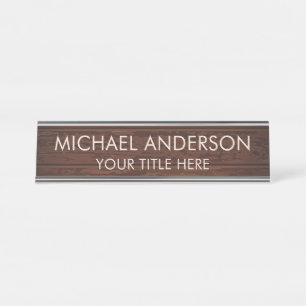 Rustic Wood Custom Desk Name Plate