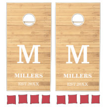 Rustic Wood Custom Family Monogram Name Year  Corn