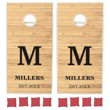 Rustic Wood Custom Family Monogram Name Year  Corn