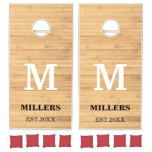 Rustic Wood Custom Family Monogram Name Year  Corn