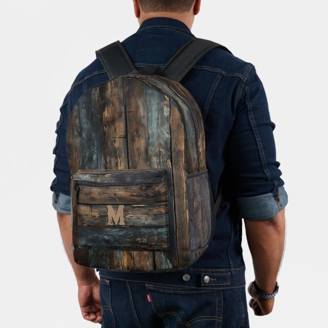 Rustic Wood Custom Monogram Backpack (Insitu (Model))