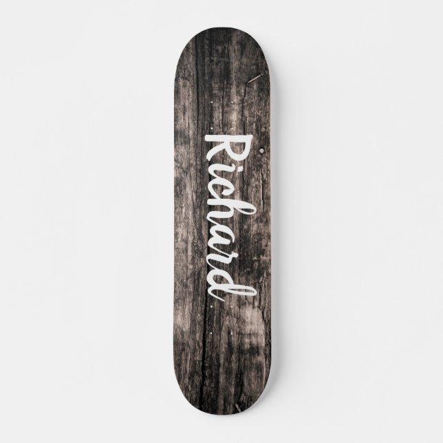 Rustic Wood Custom Name Personalised  Skateboard (Front)