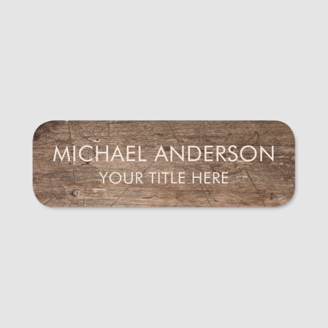 Rustic Wood Custom  Name Tag (Front)
