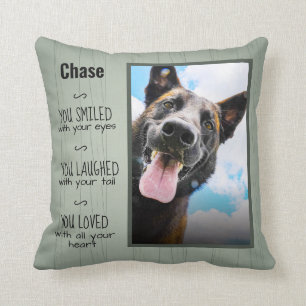 Rustic Wood Custom Pet Memorial Photo Cushion