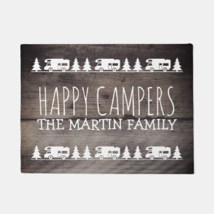 Rustic Wood Custom RV Camping Happy Campers Doormat